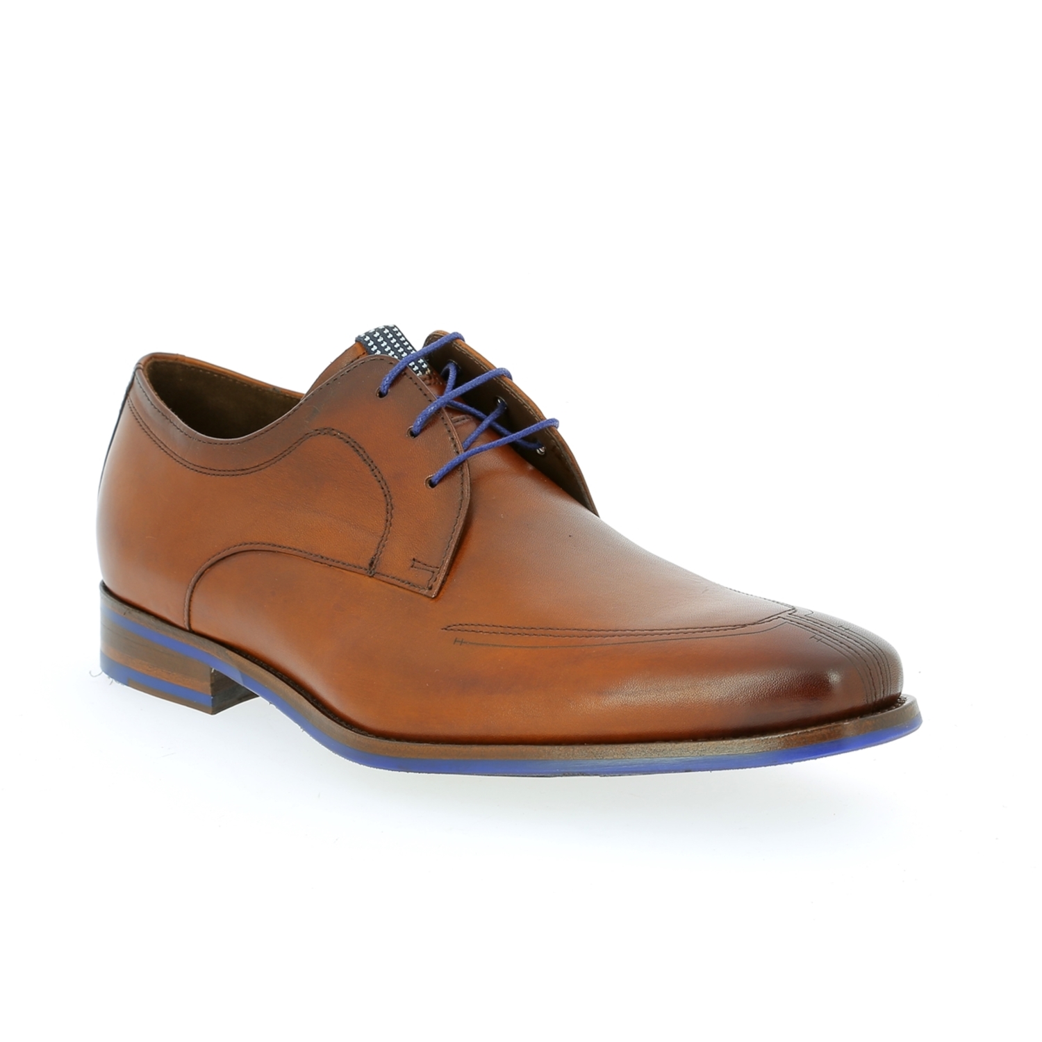 Zoom Floris Van Bommel veterschoenen cognac