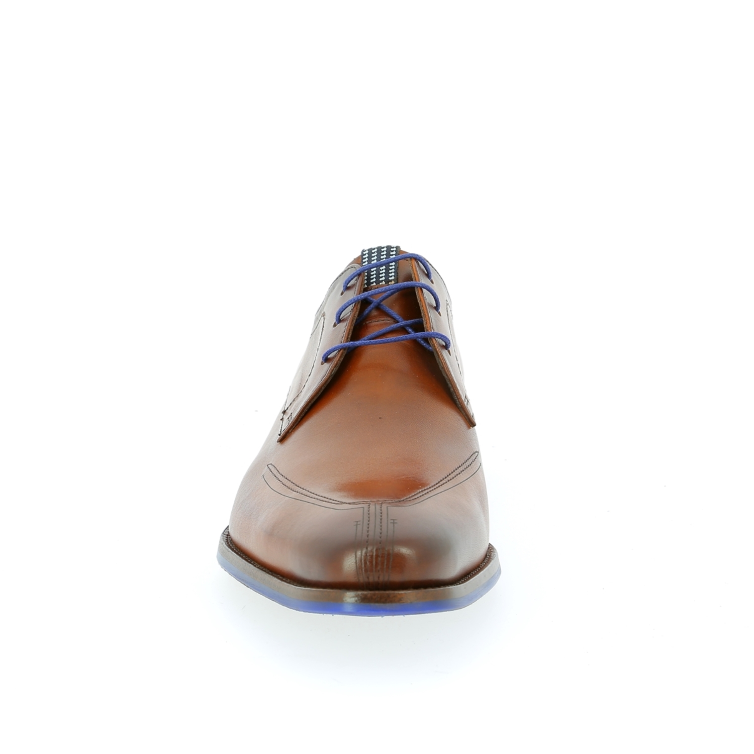 Zoom Floris Van Bommel veterschoenen cognac