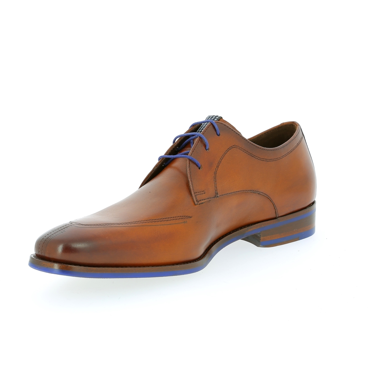 Zoom Floris Van Bommel veterschoenen cognac