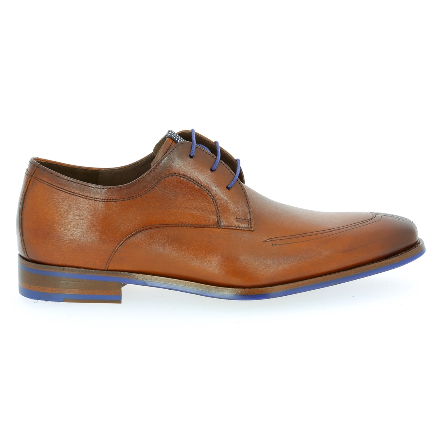 Zoom Floris Van Bommel veterschoenen cognac