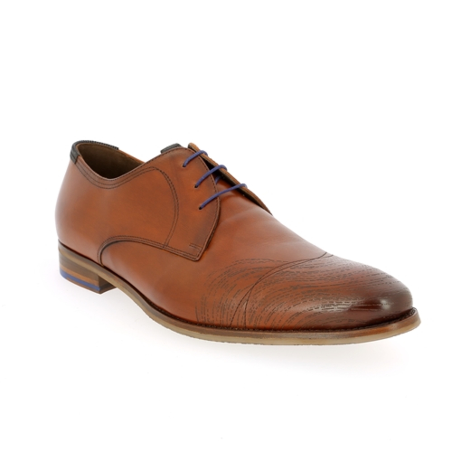 Zoom Floris Van Bommel veterschoenen cognac