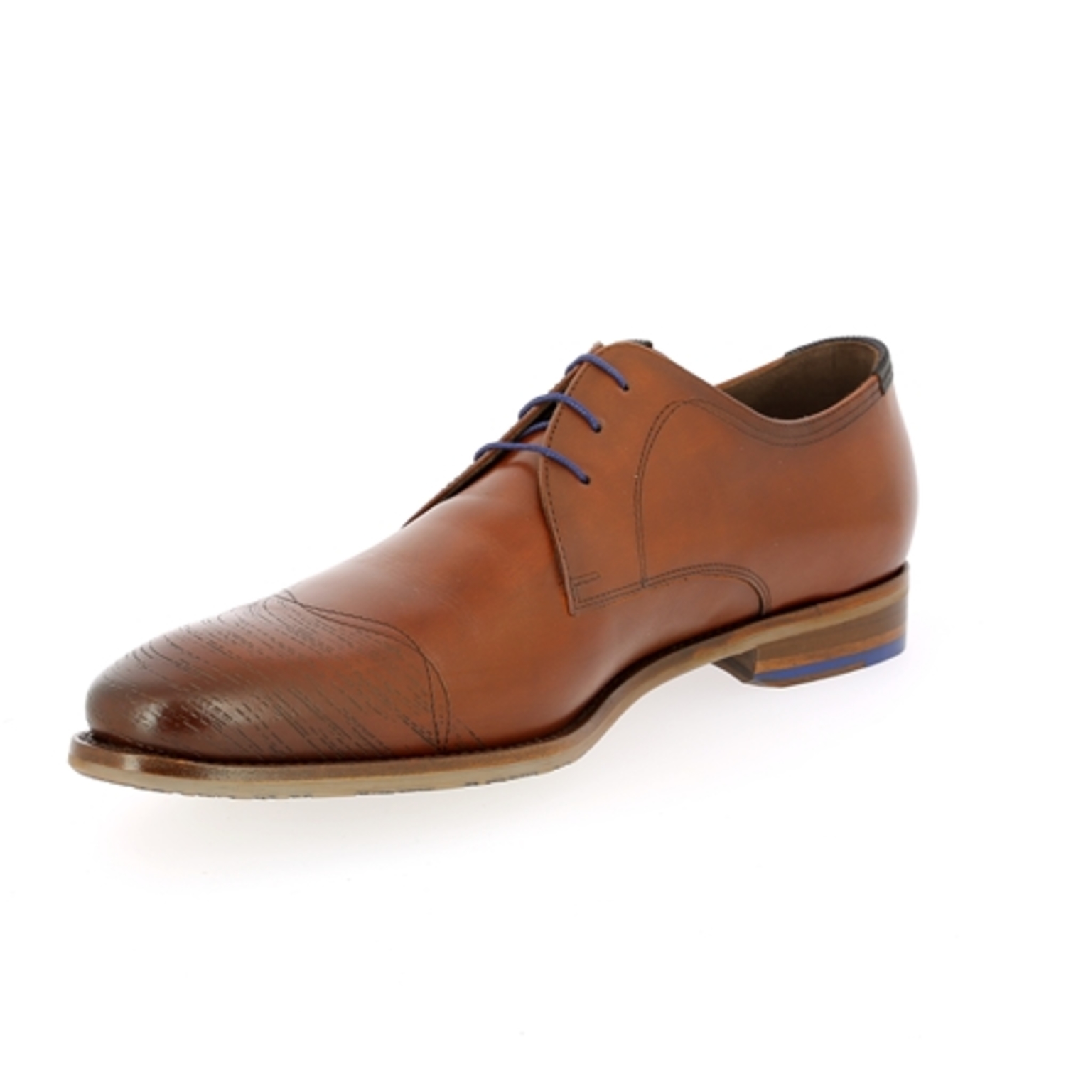 Zoom Floris Van Bommel veterschoenen cognac