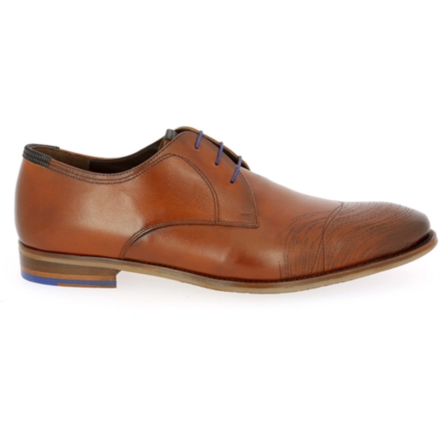 Zoom Floris Van Bommel veterschoenen cognac