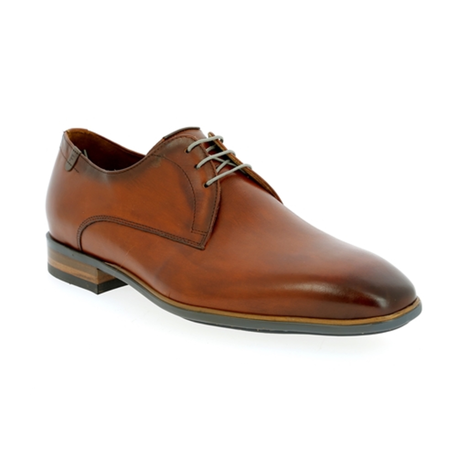 Zoom Floris Van Bommel veterschoenen cognac