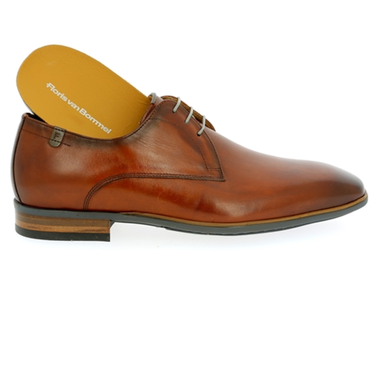 Zoom Floris Van Bommel veterschoenen cognac