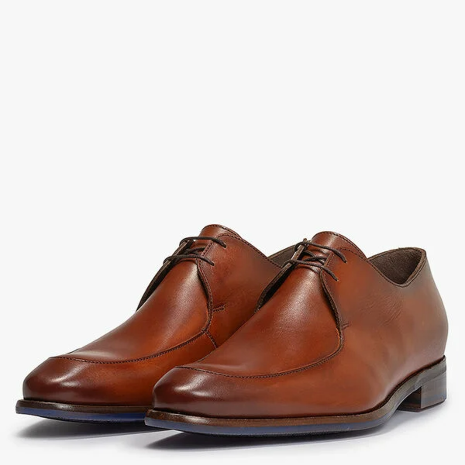 Zoom Floris Van Bommel veterschoenen cognac