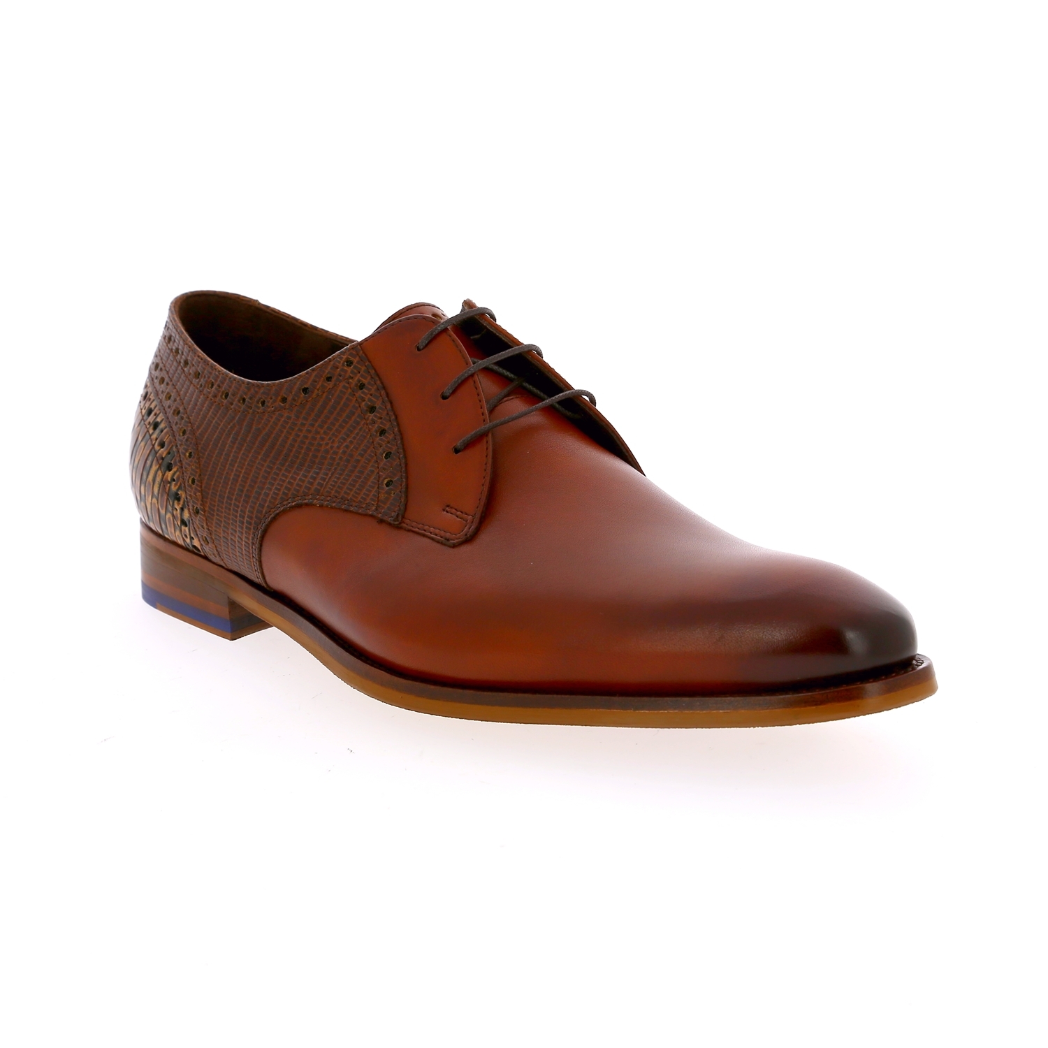 Zoom Floris Van Bommel veterschoenen cognac