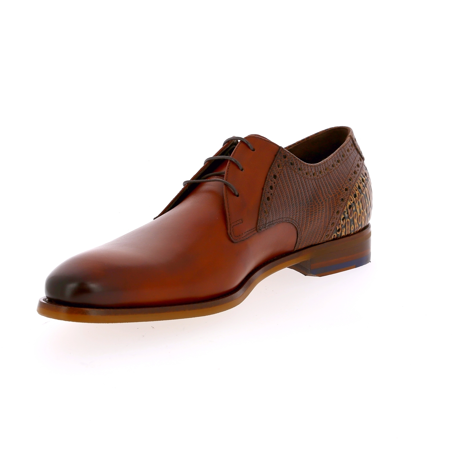 Zoom Floris Van Bommel veterschoenen cognac