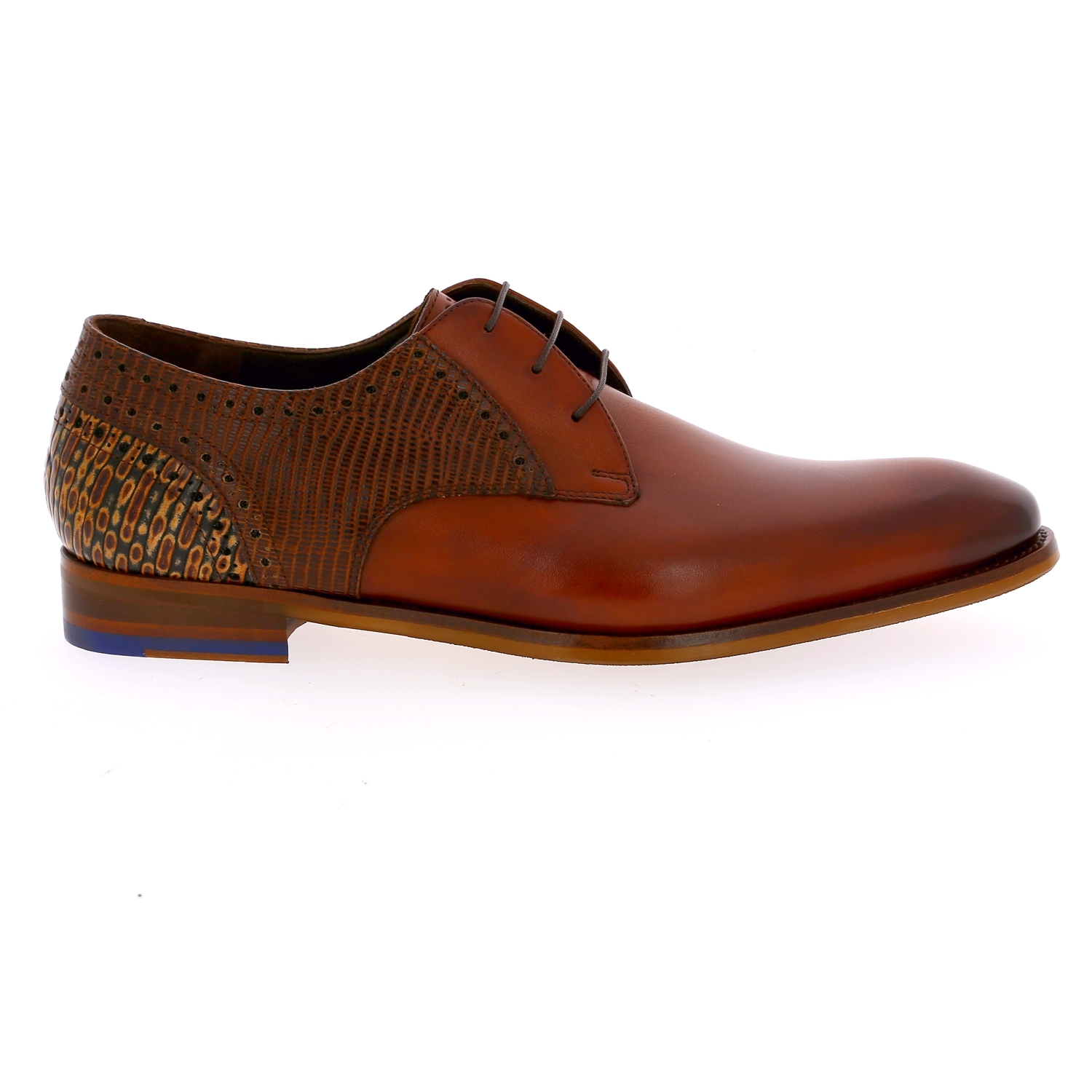 Zoom Floris Van Bommel veterschoenen cognac