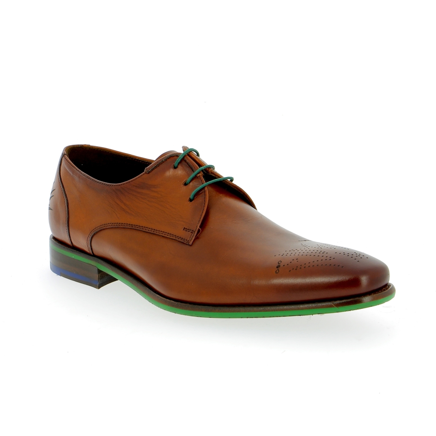 Zoom Floris Van Bommel veterschoenen cognac