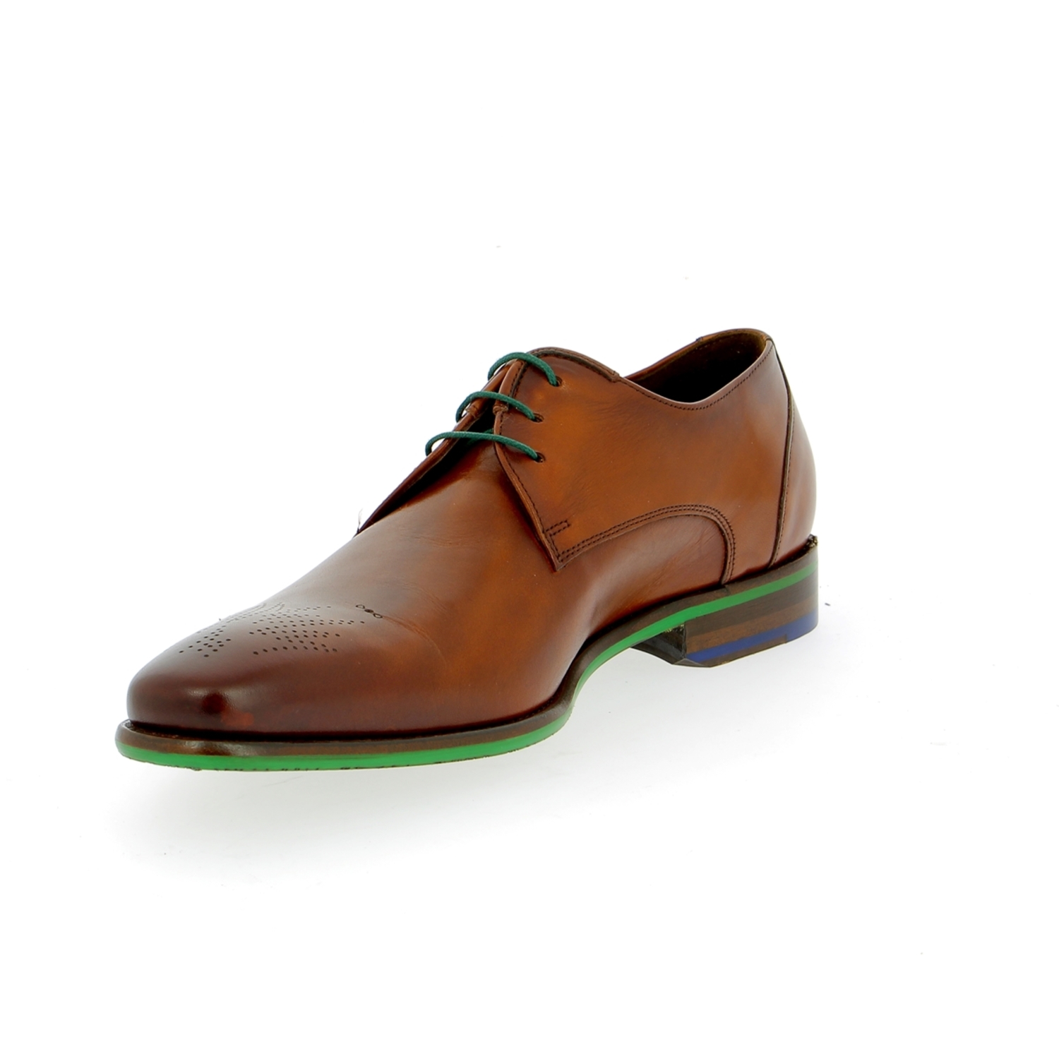 Zoom Floris Van Bommel veterschoenen cognac