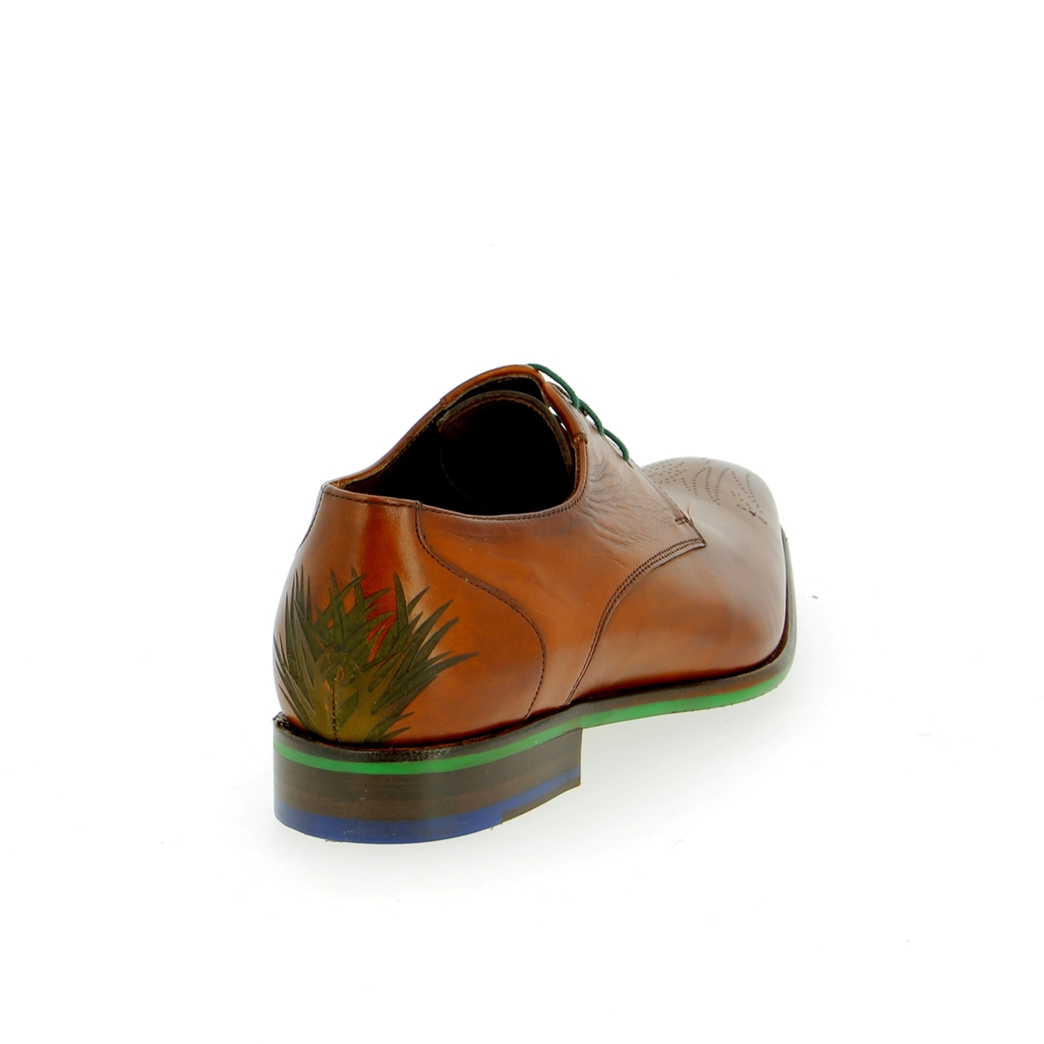 Zoom Floris Van Bommel veterschoenen cognac