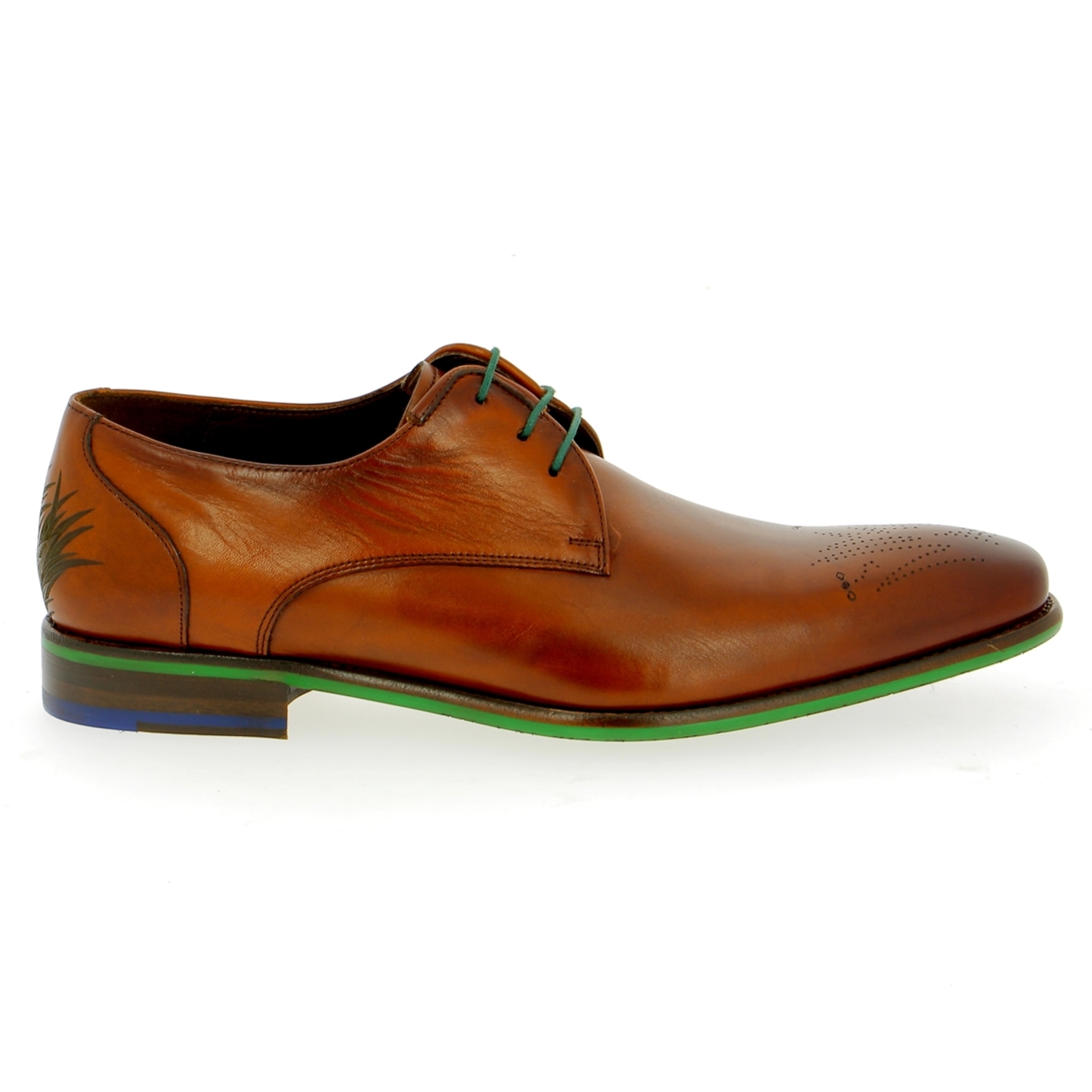 Zoom Floris Van Bommel veterschoenen cognac